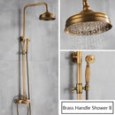 GobekUsa Antique Brass Shower Set Single Handle Wall Mount Rainfall Mixer Faucet