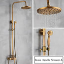 GobekUsa Antique Brass Shower Set Single Handle Wall Mount Rainfall Mixer Faucet