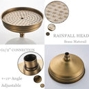 GobekUsa Antique Brass Shower Set Single Handle Wall Mount Rainfall Mixer Faucet