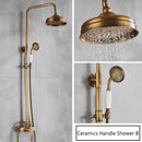GobekUsa Antique Brass Shower Set Single Handle Wall Mount Rainfall Mixer Faucet