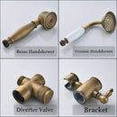 GobekUsa Antique Brass Shower Set Single Handle Wall Mount Rainfall Mixer Faucet