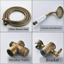 GobekUsa Antique Brass Shower Set Single Handle Wall Mount Rainfall Mixer Faucet