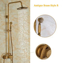 GobekUsa Antique Brass Shower Set with 8" Rainfall Head and Hand Sprayer