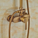 GobekUsa Antique Brass Shower Set with 8" Rainfall Head and Hand Sprayer