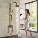 GobekUsa Antique Brass Shower Set with 8" Rainfall Head and Hand Sprayer
