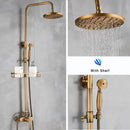 GobekUsa Antique Brass Shower Set with Handshower, Rainfall Tap Crane