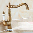 GobekUsa Antique Brass Single Handle Basin Faucet Swivel Spout Mixer Water Tap