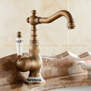 GobekUsa Antique Brass Single Handle Basin Faucet Swivel Spout Mixer Water Tap