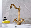 GobekUsa Antique Brass Single Handle Kitchen Sink Faucet Hot & Cold Water Mixer