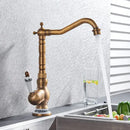 GobekUsa Antique Brass Single Handle Kitchen Sink Faucet Hot & Cold Water Mixer