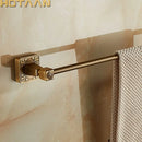 Antique brass engraved single towel bar bathroom rack by Decorbites