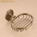 Antique brass soap holder woven wire basket bathroom dish by Decorbites