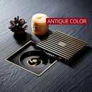 GobekUsa Antique Brass Square Bath Drain Strainer Hair Art Carved Floor Grate Drain