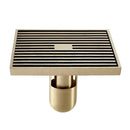 GobekUsa Antique Brass Square Bath Drain Strainer Hair Art Carved Floor Grate Drain
