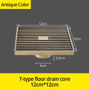 GobekUsa Antique Brass Square Bath Drain Strainer Hair Art Carved Floor Grate Drain
