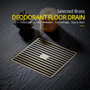 GobekUsa Antique Brass Square Bath Drain Strainer Hair Art Carved Floor Grate Drain
