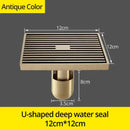 GobekUsa Antique Brass Square Bath Drain Strainer Hair Art Carved Floor Grate Drain