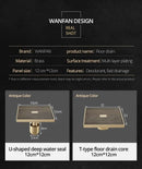 GobekUsa Antique Brass Square Bath Drain Strainer Hair Art Carved Floor Grate Drain