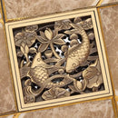 Antique brass square fish carved floor drain bathroom strainer by Decorbites