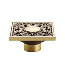 Antique brass square fish carved floor drain bathroom strainer by Decorbites