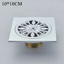Antique brass square fish carved floor drain bathroom strainer by Decorbites