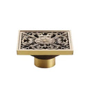 Antique brass square fish carved floor drain bathroom strainer by Decorbites