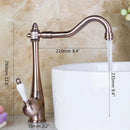 GobekUsa Antique Brass Swivel Kitchen Faucet with Ceramic Handle for Countertop Sink