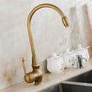 GobekUsa Antique Brass Swivel Spout Kitchen Faucet Single Handle Vessel Sink Mixer Tap