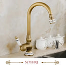 GobekUsa Antique Brass Swivel Spout Kitchen Faucet Single Handle Vessel Sink Mixer Tap