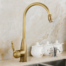 GobekUsa Antique Brass Swivel Spout Kitchen Faucet Single Handle Vessel Sink Mixer Tap
