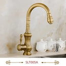 GobekUsa Antique Brass Swivel Spout Kitchen Faucet Single Handle Vessel Sink Mixer Tap