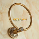 Antique brass floral towel ring bathroom wall mount holder by Decorbites