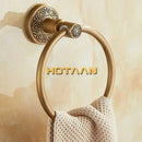 Antique brass floral towel ring bathroom wall mount holder by Decorbites