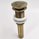 Engraved antique brass vessel sink drain bathroom accessory by Decorbites