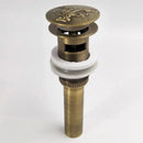 Engraved antique brass vessel sink drain bathroom accessory by Decorbites