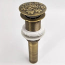 Engraved antique brass vessel sink drain bathroom accessory by Decorbites