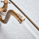 GobekUsa Antique Brass Wall Mount Bath Shower Mixer Tap with 30cm Spout Rotation