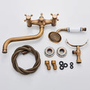 GobekUsa Antique Brass Wall Mount Bath Shower Mixer Tap with 30cm Spout Rotation