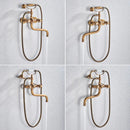 GobekUsa Antique Brass Wall Mount Bath Shower Mixer Tap with 30cm Spout Rotation