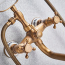 GobekUsa Antique Brass Wall Mount Bath Shower Mixer Tap with 30cm Spout Rotation