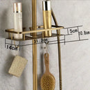 GobekUsa Antique Brass Wall Mount Bathtub Shower Faucet Dual Handle Shelf Spout