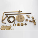 GobekUsa Antique Brass Wall Mount Bathtub Shower Faucet Dual Handle Shelf Spout