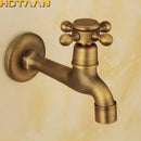 Antique brass wall mount cross handle faucet garden tap by Decorbites