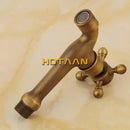 Antique brass wall mount cross handle faucet garden tap by Decorbites