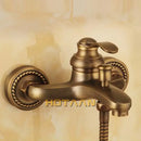 GobekUsa Antique Brass Wall Mount Hand Held Shower Head Kit
