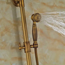 GobekUsa Antique Brass Wall Mount Shower Faucet with Hand Shower, 8" Rain Shower Head