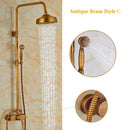 GobekUsa Antique Brass Wall Mount Shower Faucet with Hand Shower, 8" Rain Shower Head