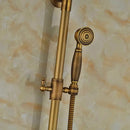 GobekUsa Antique Brass Wall Mount Shower Faucet with Hand Shower, 8" Rain Shower Head