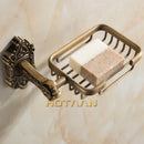 Antique brass scrollwork soap basket bathroom wall mount by Decorbites
