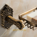 Antique brass scrollwork soap basket bathroom wall mount by Decorbites